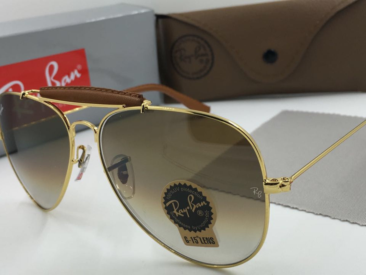 New Stylish Brown Shade & Gold 3422 Fancy Aviator Bridge Master Pcs Sunglass For Unisex