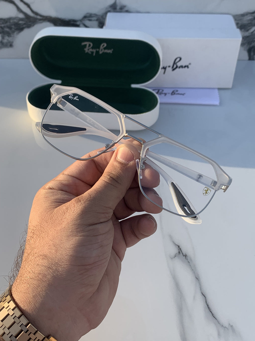 Ray Ban White Clear Sunglass For Daily Causal Evergreen UV Protected For Unisex.