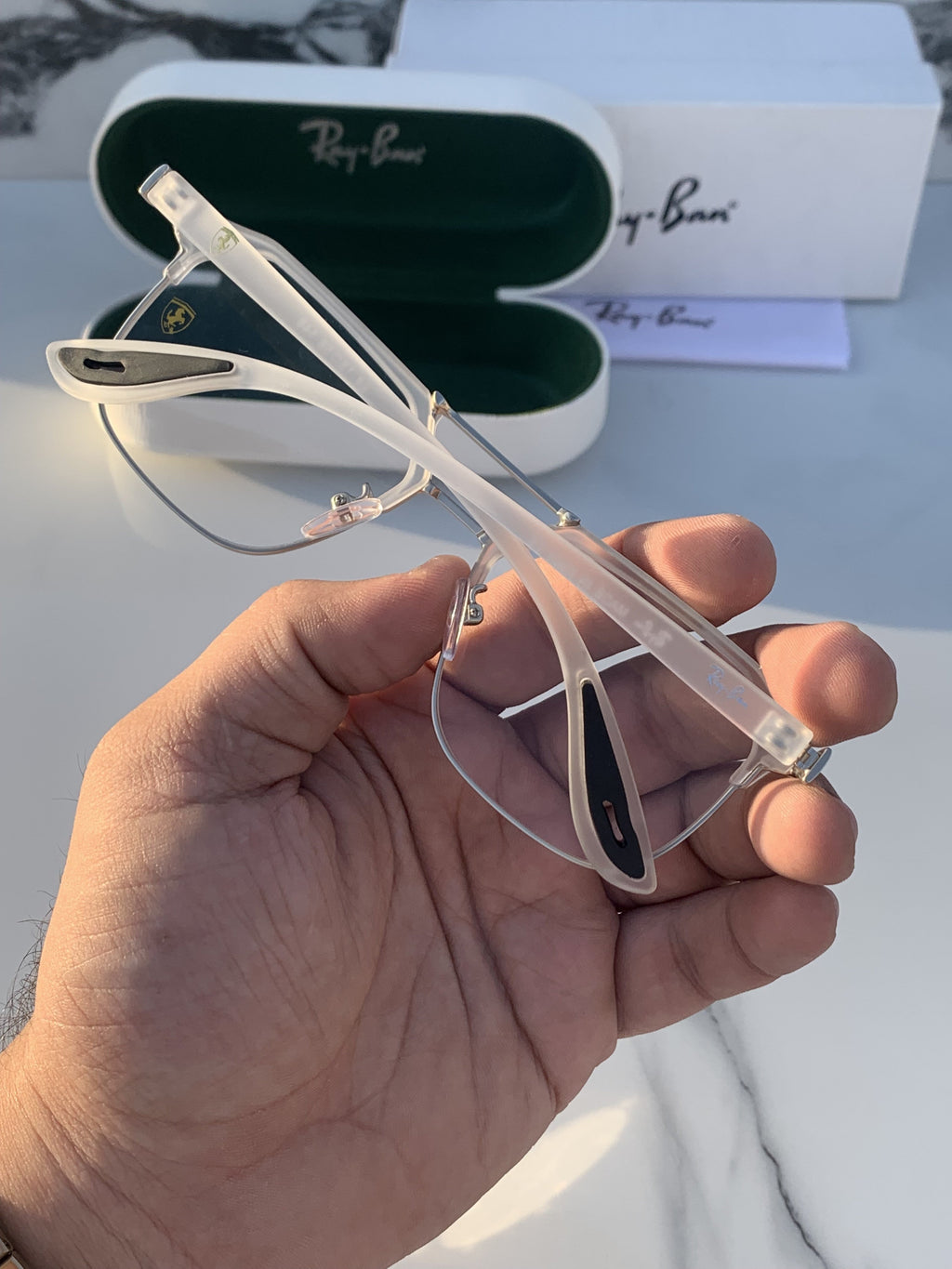 Ray Ban White Clear Sunglass For Daily Causal Evergreen UV Protected For Unisex.