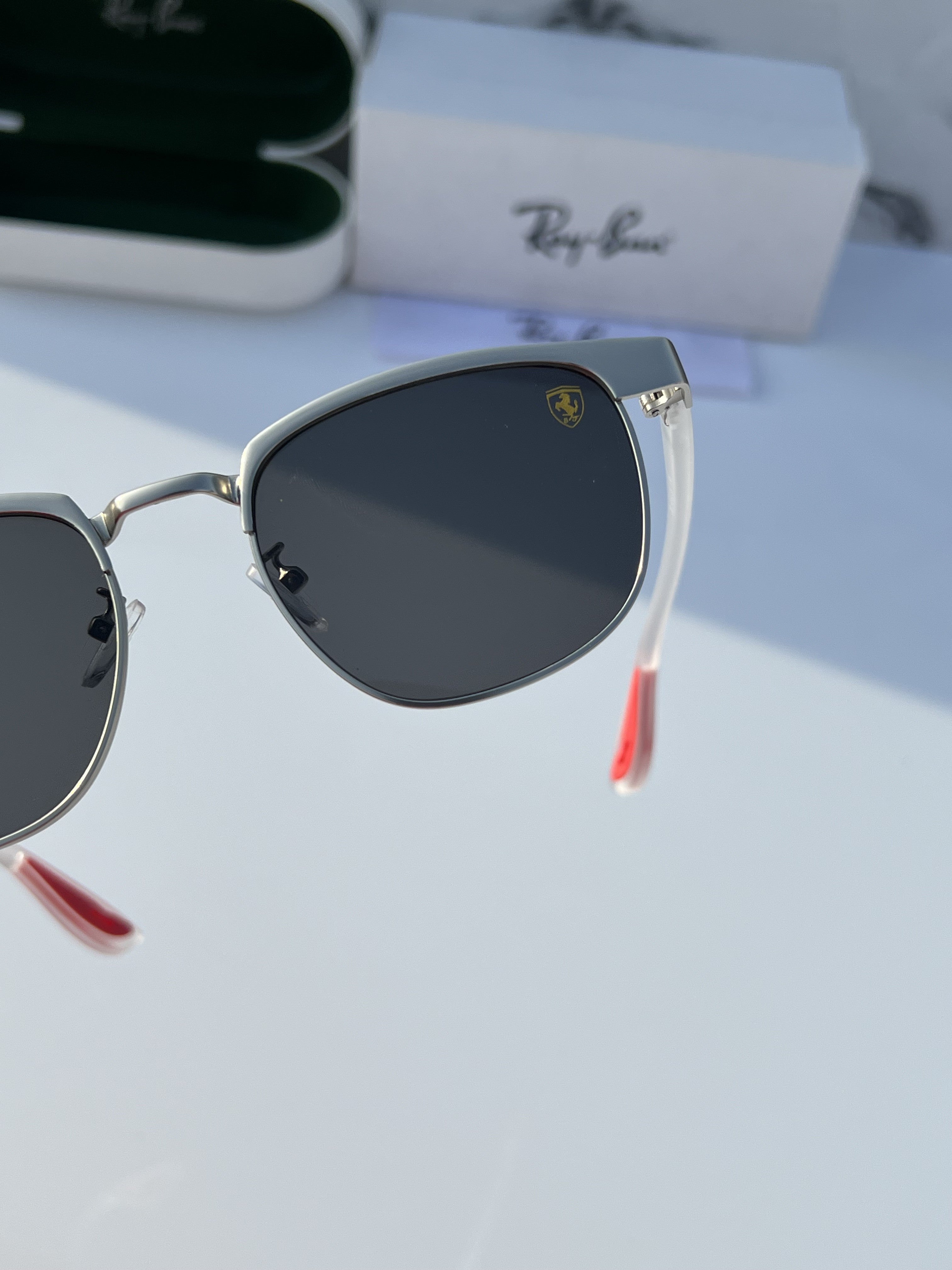Ray Ban Fancy Silver Black Sunglass For Daily Causal Evergreen UV Protected For Unisex