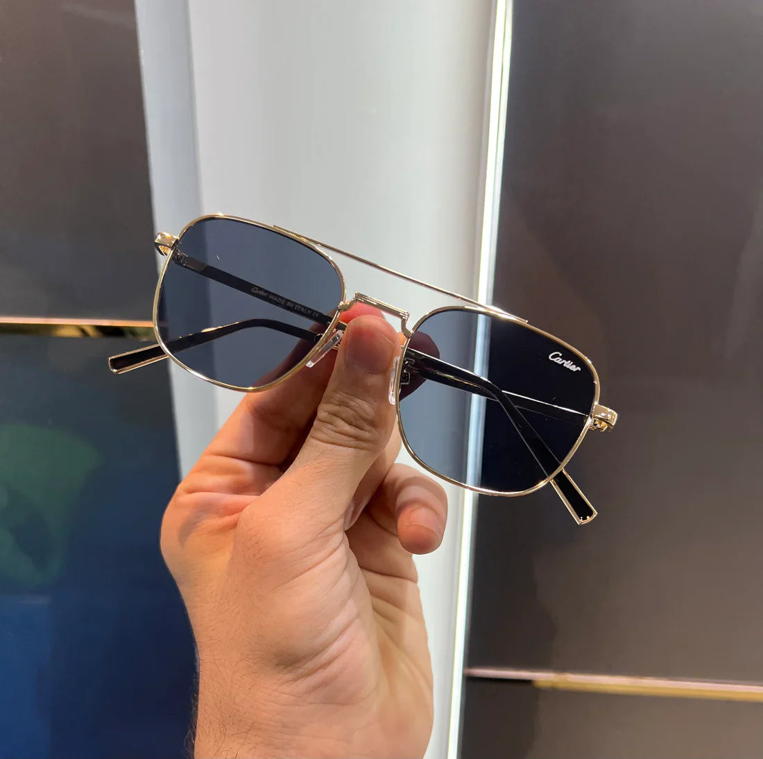 Gold Black Metal Luxury Shade Glasses