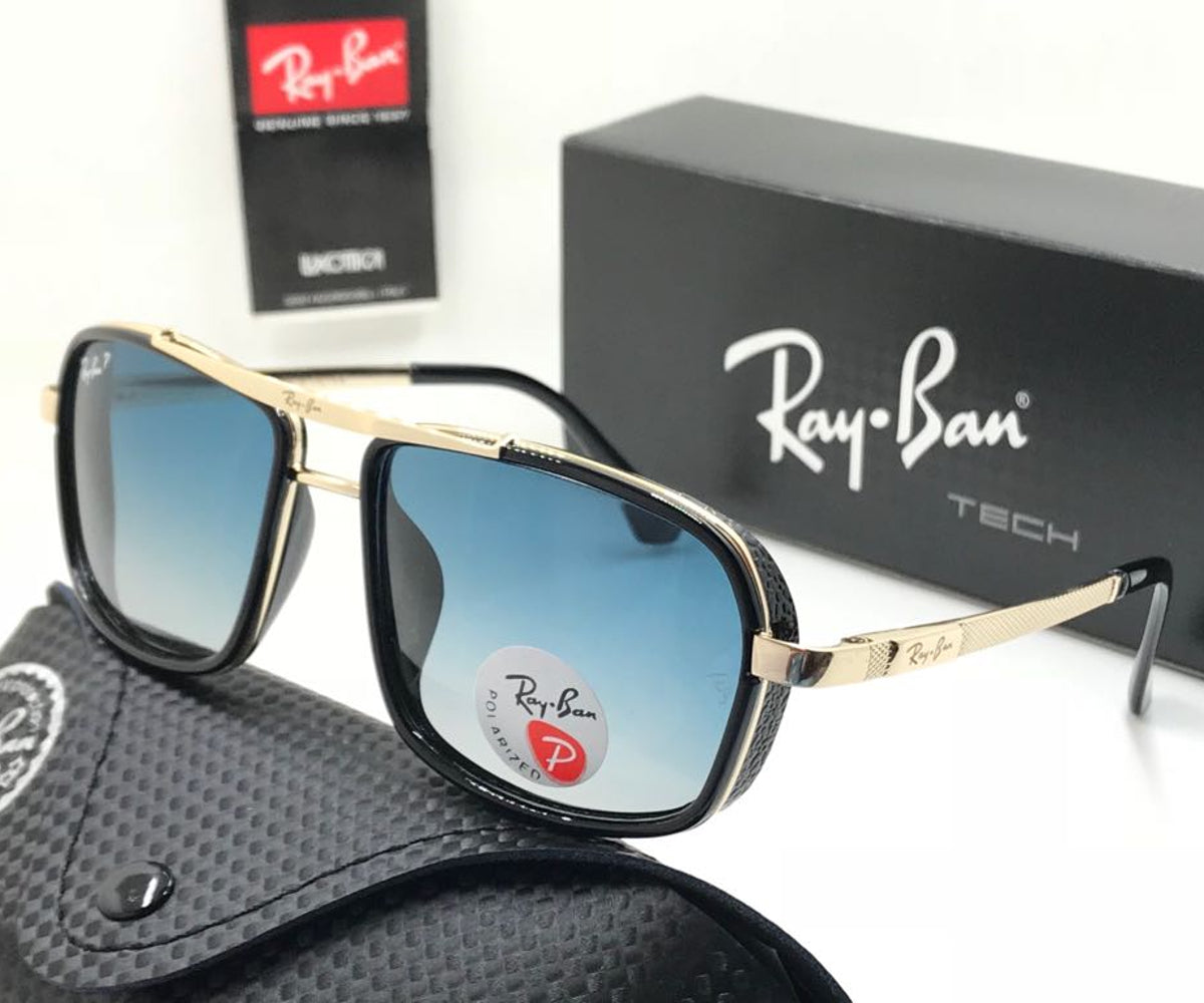 New Stylish Blue Shade & Gold 4413 Square Causal Latest Master Pcs Sunglass For Unisex.