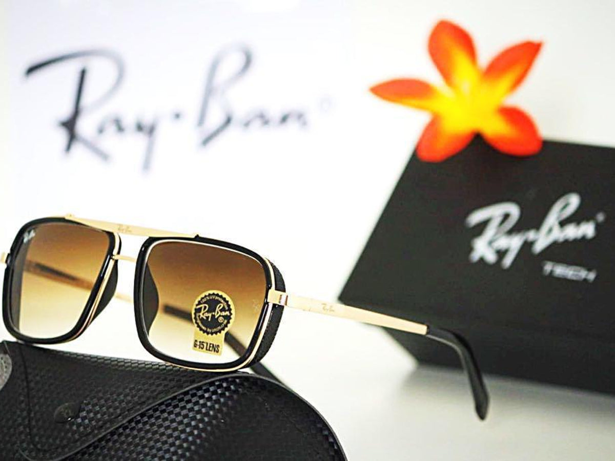 New Stylish Brown Shade & Gold 4413 Square Causal Latest Master Pcs Sunglass For Unisex.