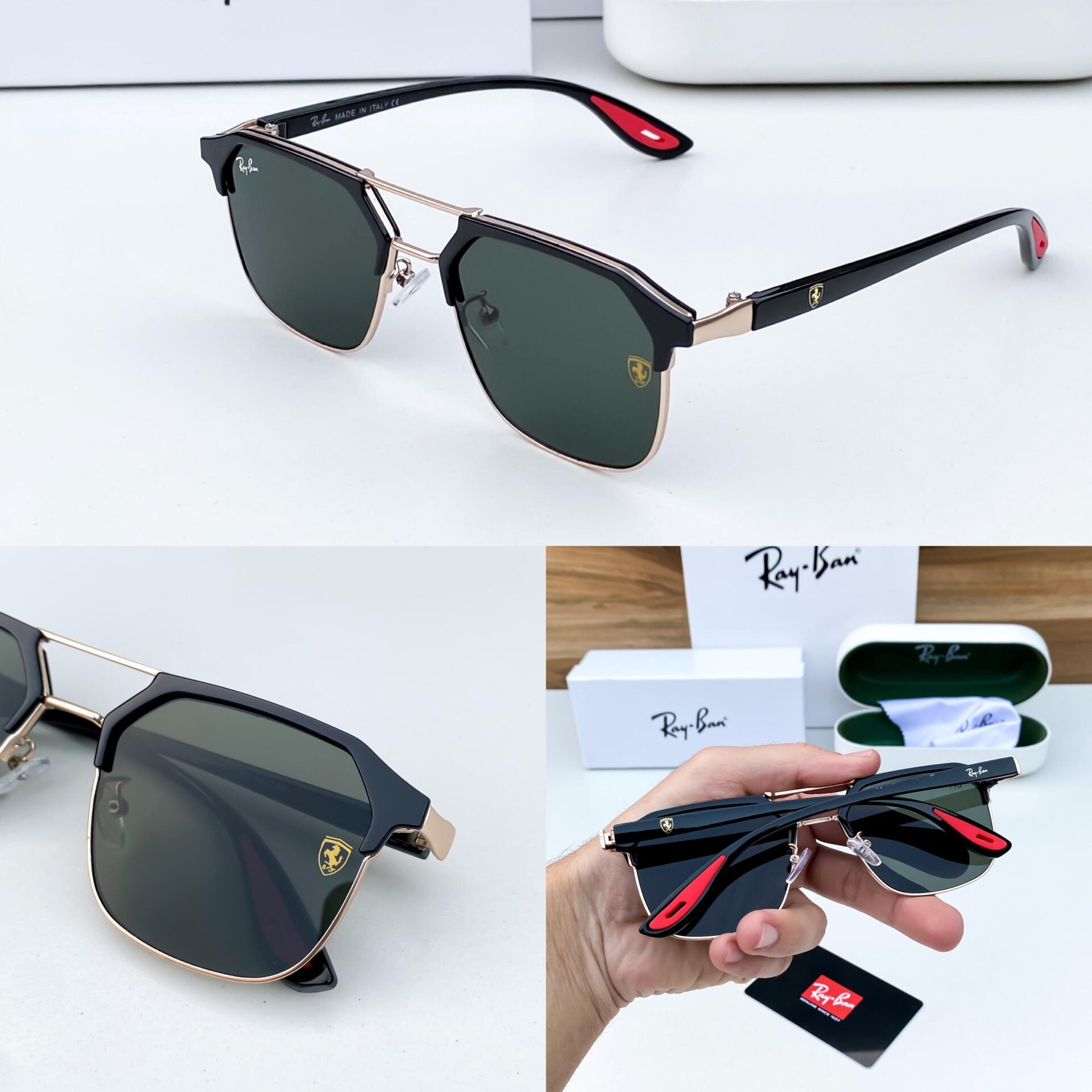 Black & Gold Aviator Sunglasses for Men