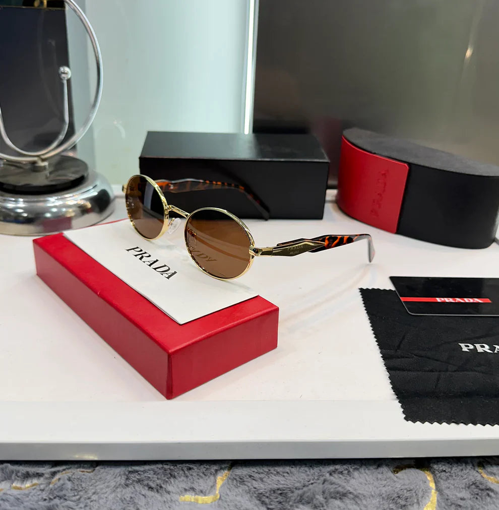 OVAL FRAME GOLD-TONE SUNGLASSES WITH OG KIT