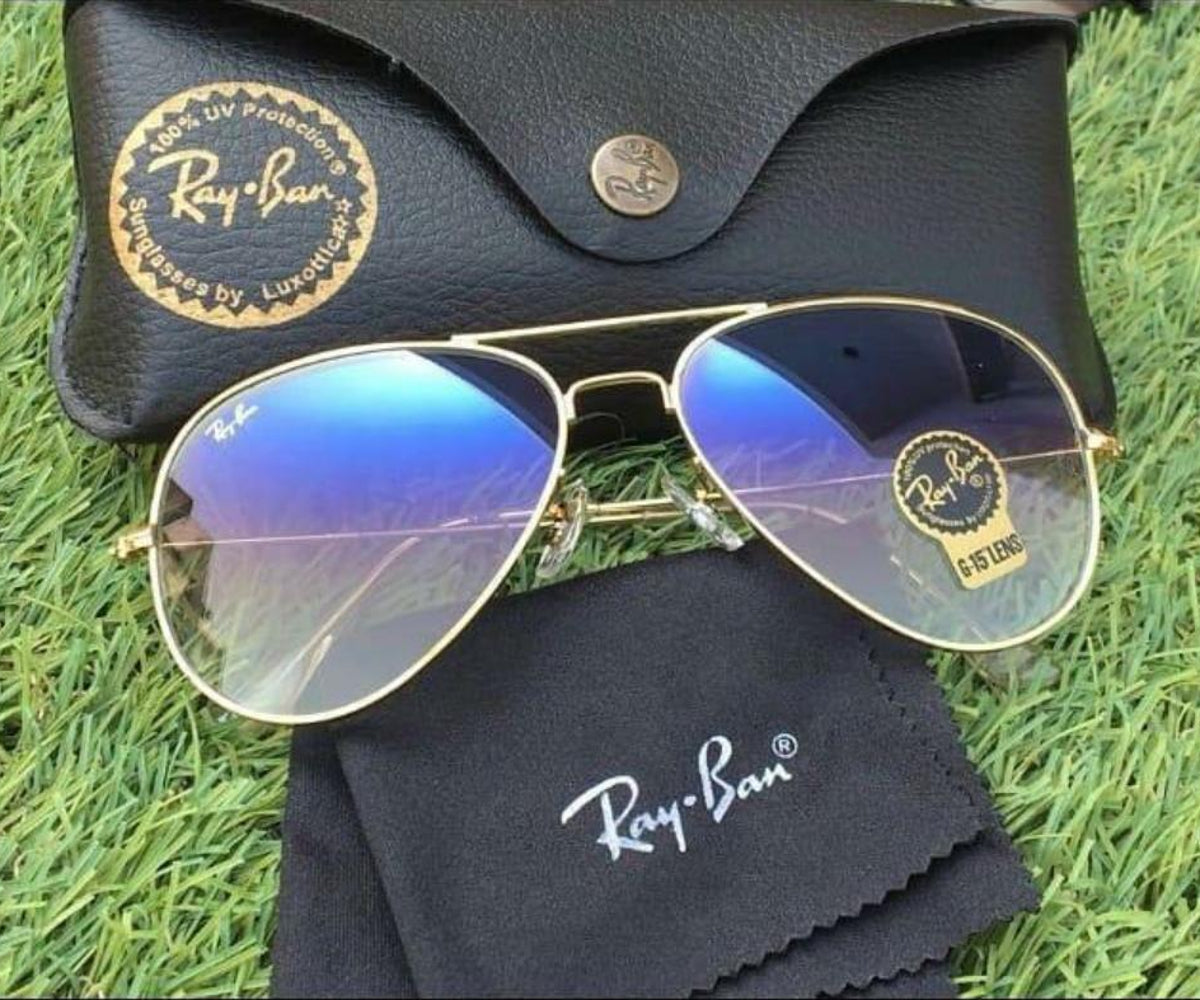 New Stylish Design Blue Shade & Golden 3026 Aviator Master Pcs Sunglass For Unisex