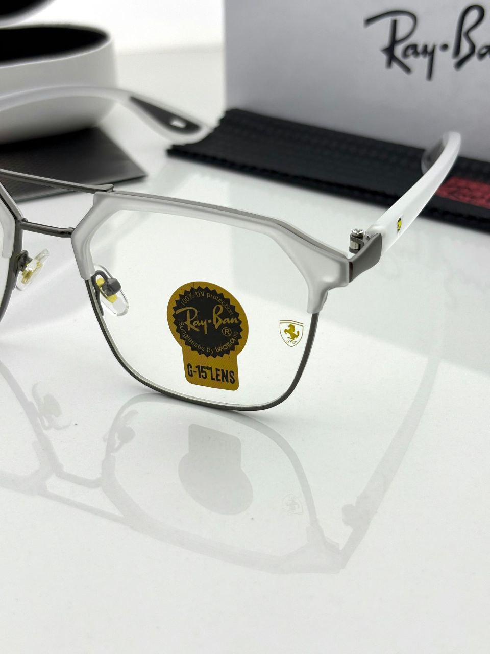Ray Ban White Clear Sunglass For Daily Causal Evergreen UV Protected For Unisex.